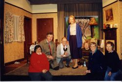 Left to right: Doris Lemon, Cliff Bruce, Derek Farenden (holding his cup for winning best supporting actor), Yvonne Featherstone, Lynne Rose, Lynn Wright, Jane Charman.