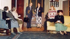 From left to right: Doris Lemon, Jane Charman, Derek Farenden, Wendy Rea, Yvonne Featherstone (mostly hidden), Rebecca Hull, Annie Walker.